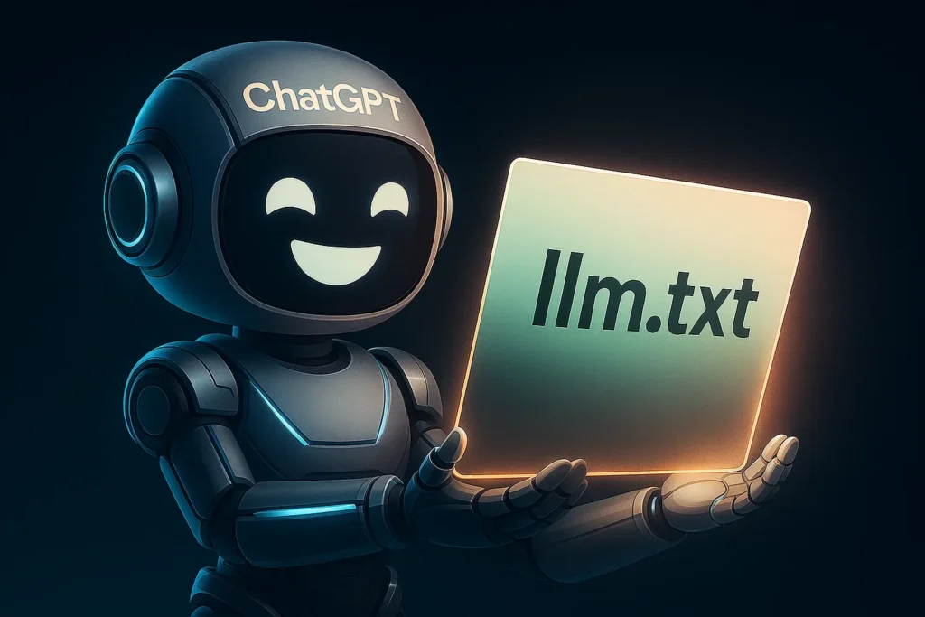 LLM.txt: The Secret Key to Getting ChatGPT to Notice Your Website 1 Illustration of a digital file named LLM.txt unlocking visibility on ChatGPT search results for websites