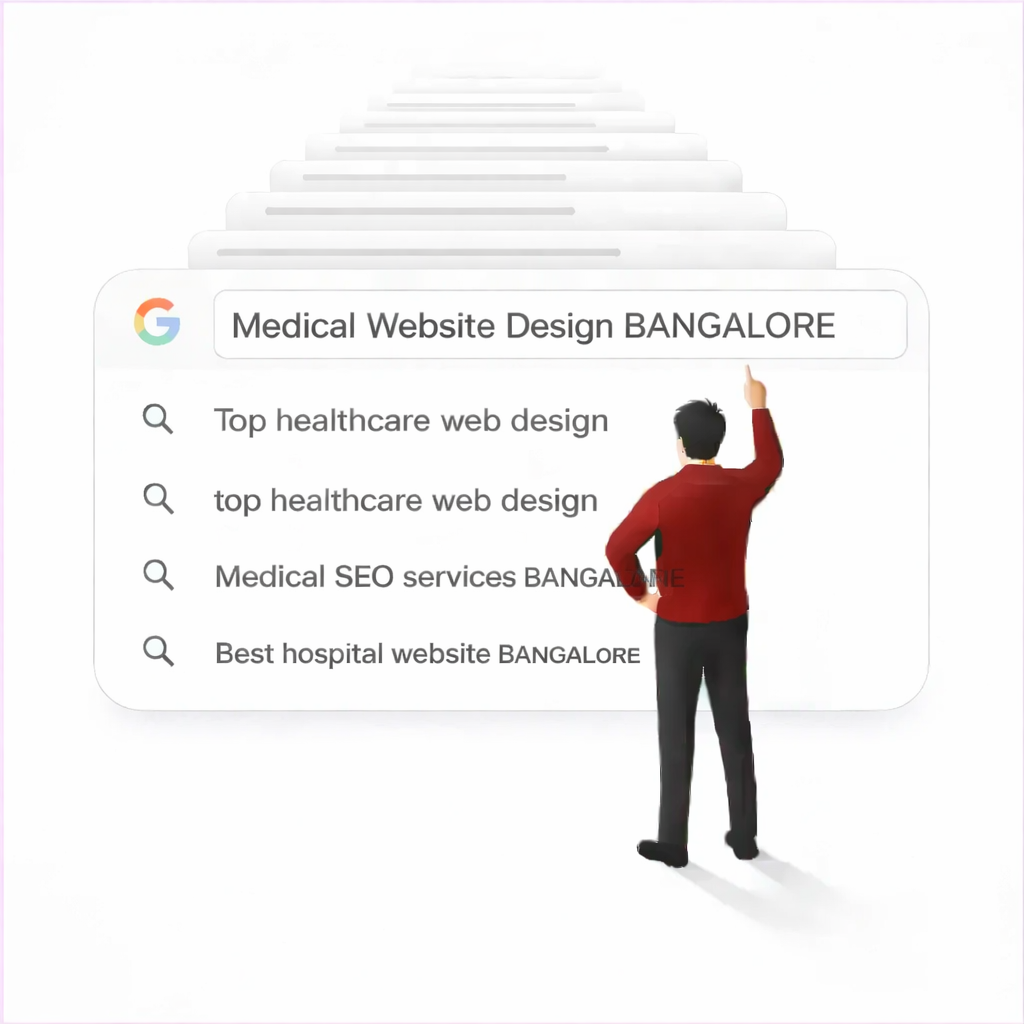 Top Medical Website Design Agency in Bangalore illustration showing healthcare web design search concept