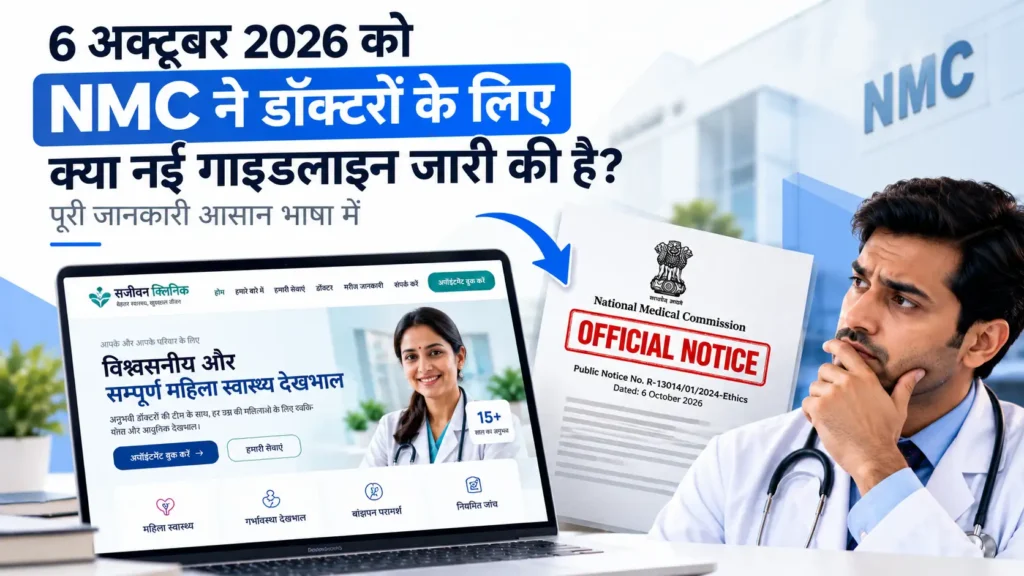 6 अक्टूबर 2026 को NMC ने डॉक्टरों के लिए क्या नई गाइडलाइन जारी की है? पूरी जानकारी आसान भाषा में